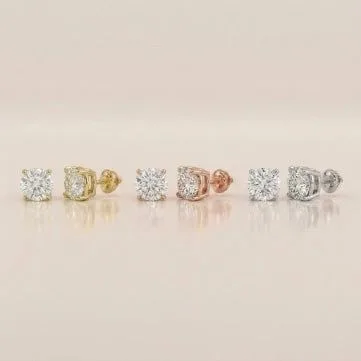 Luxury Round Diamond Stud Earrings by Size & Setting