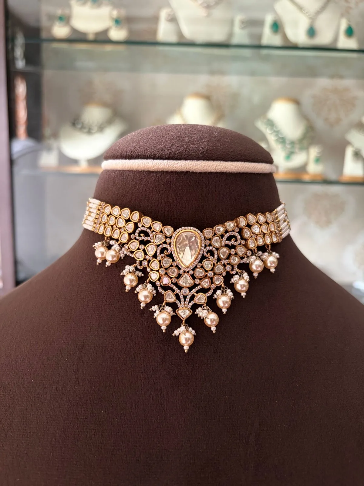 AR(1631)Cathrine gold plated moissanite choker
