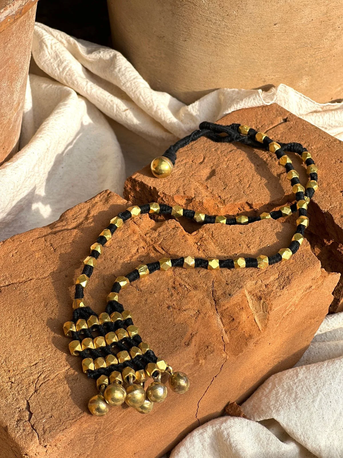 Gold Plated Heritage Thread Necklace with Hangings