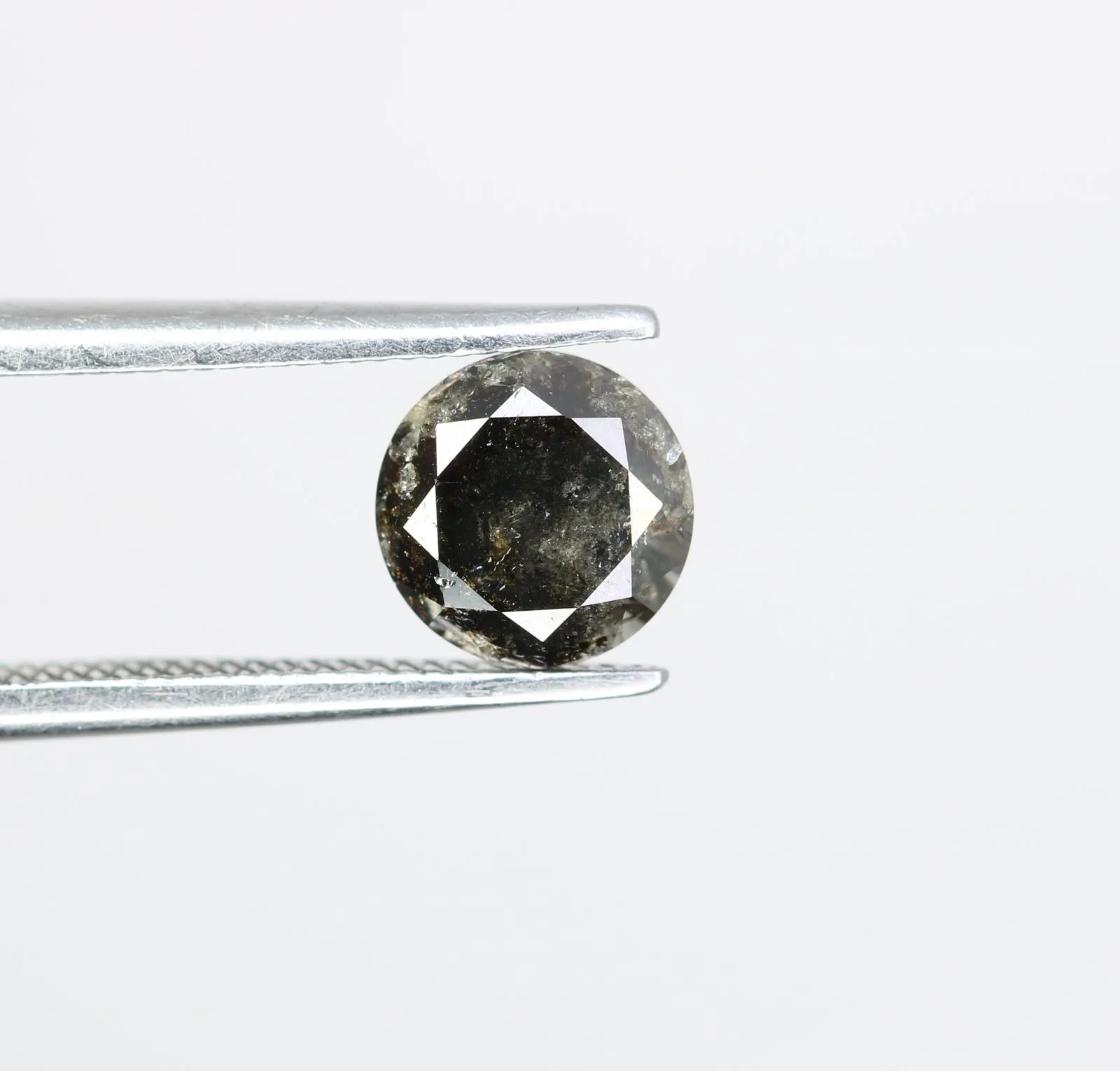 1.12 CT Loose Round Brilliant Cut Fancy Salt And Pepper Natural Diamond For Engagement Ring