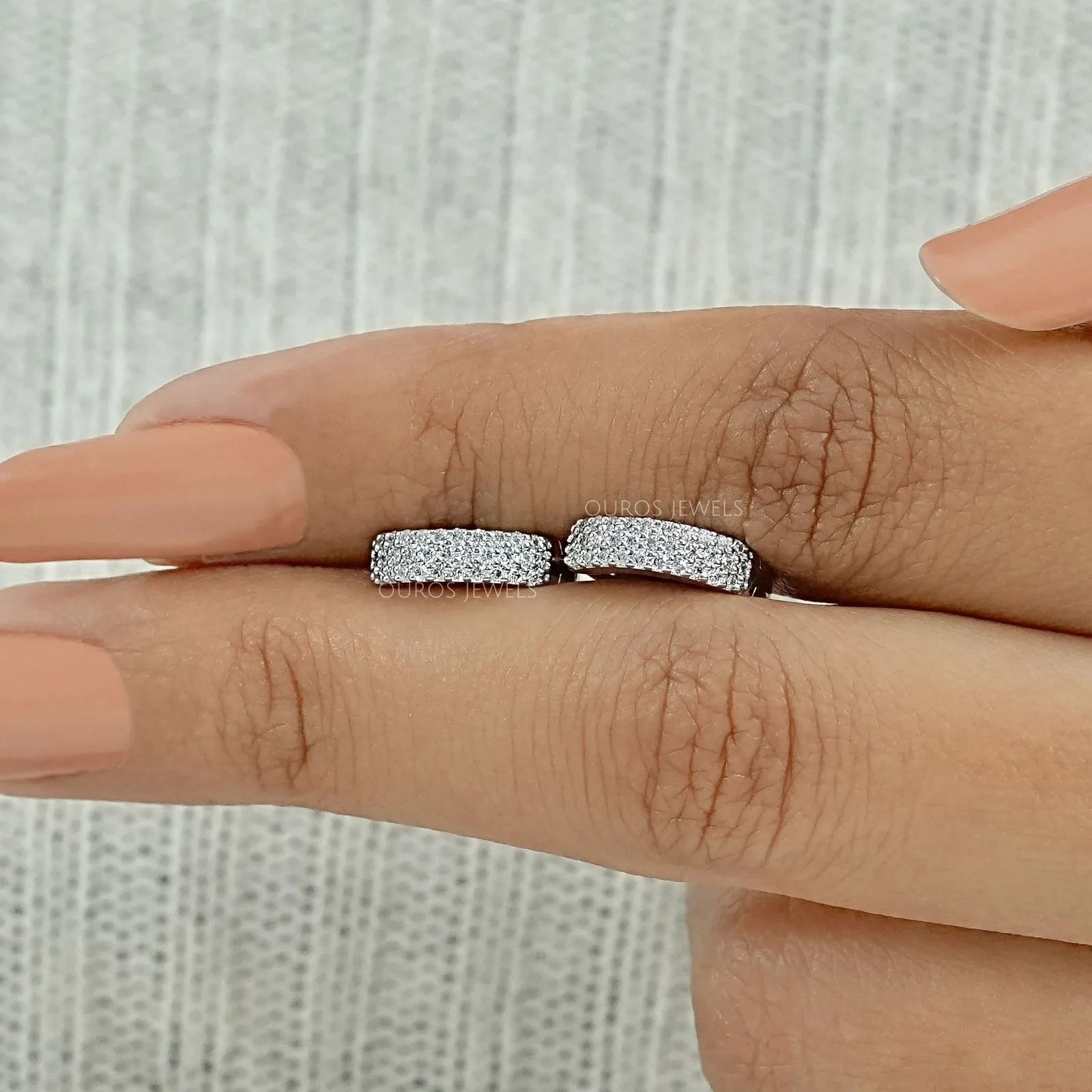 Round Lab Diamond Pave Set Huggie Earrings
