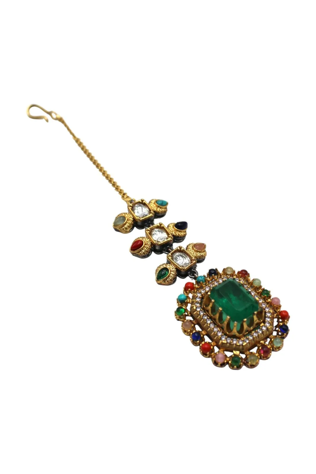 Exquisite Vintage Statement Earring with Colorful Gemstones