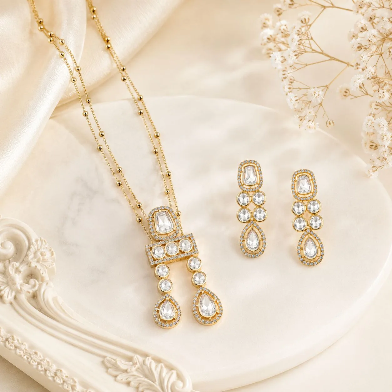 Celestia Duo Drop Necklace Set (55425)