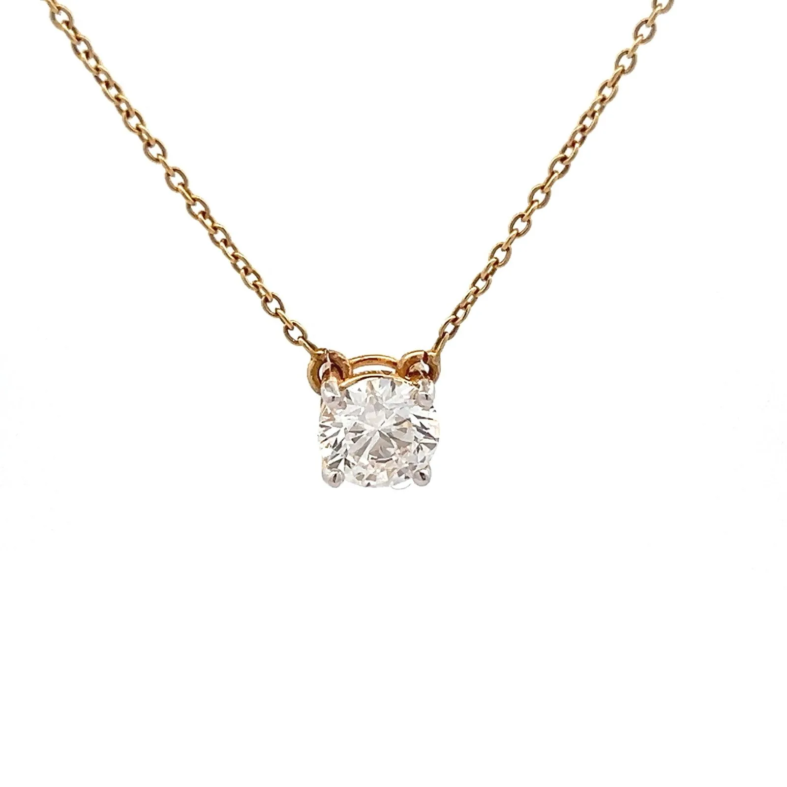 1 Carat Solitaire Round Pendant In 14k Gold Without Chain
