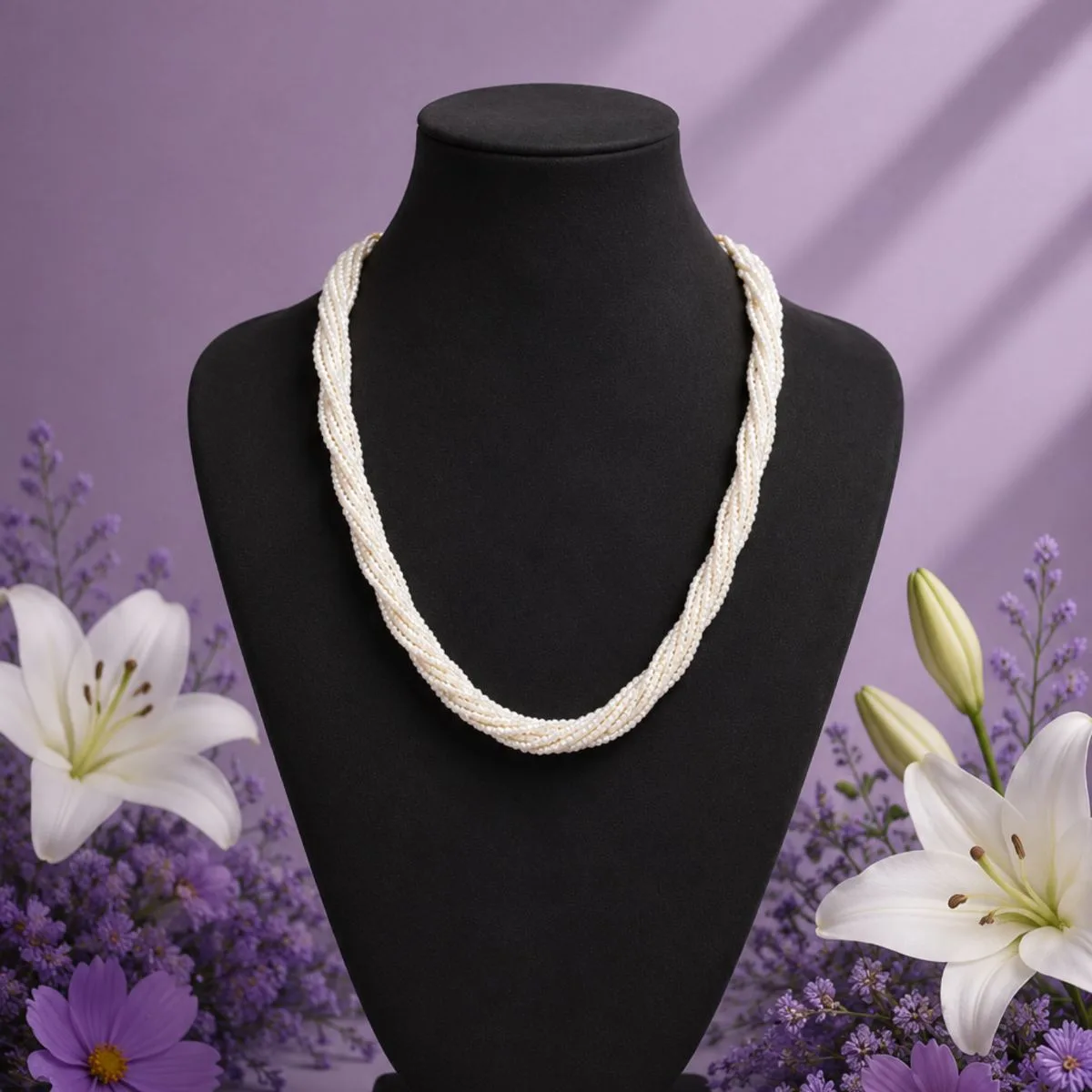 Braided Multi-Strand Seed Pearl Rope Necklace