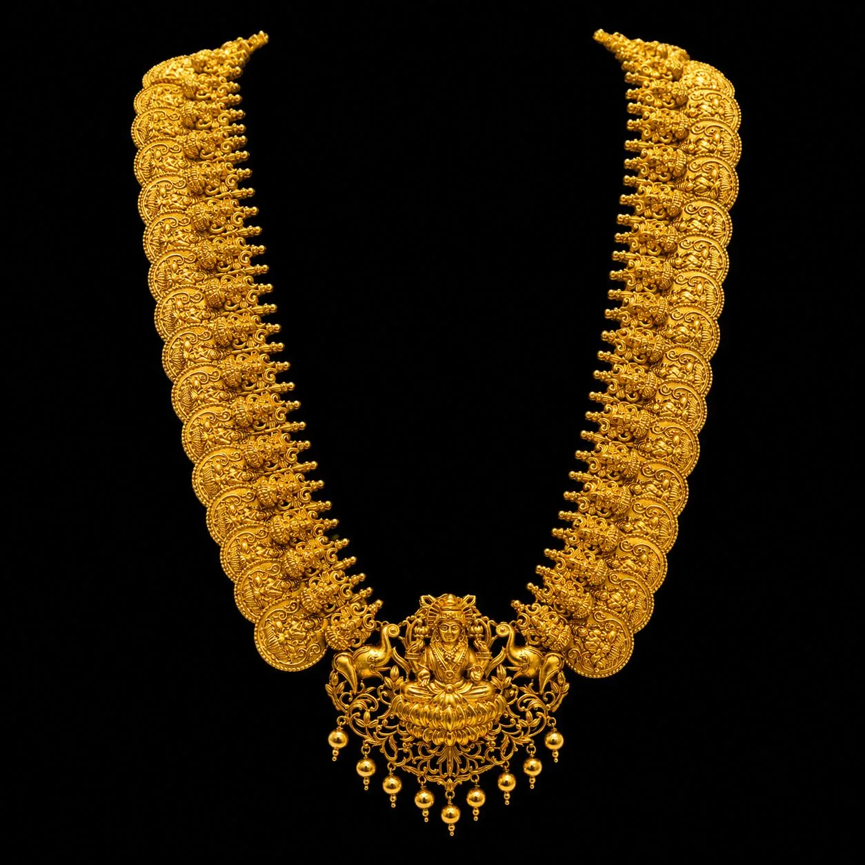South Indian Grand Lakshmi Kasu Necklace + Earrings SET