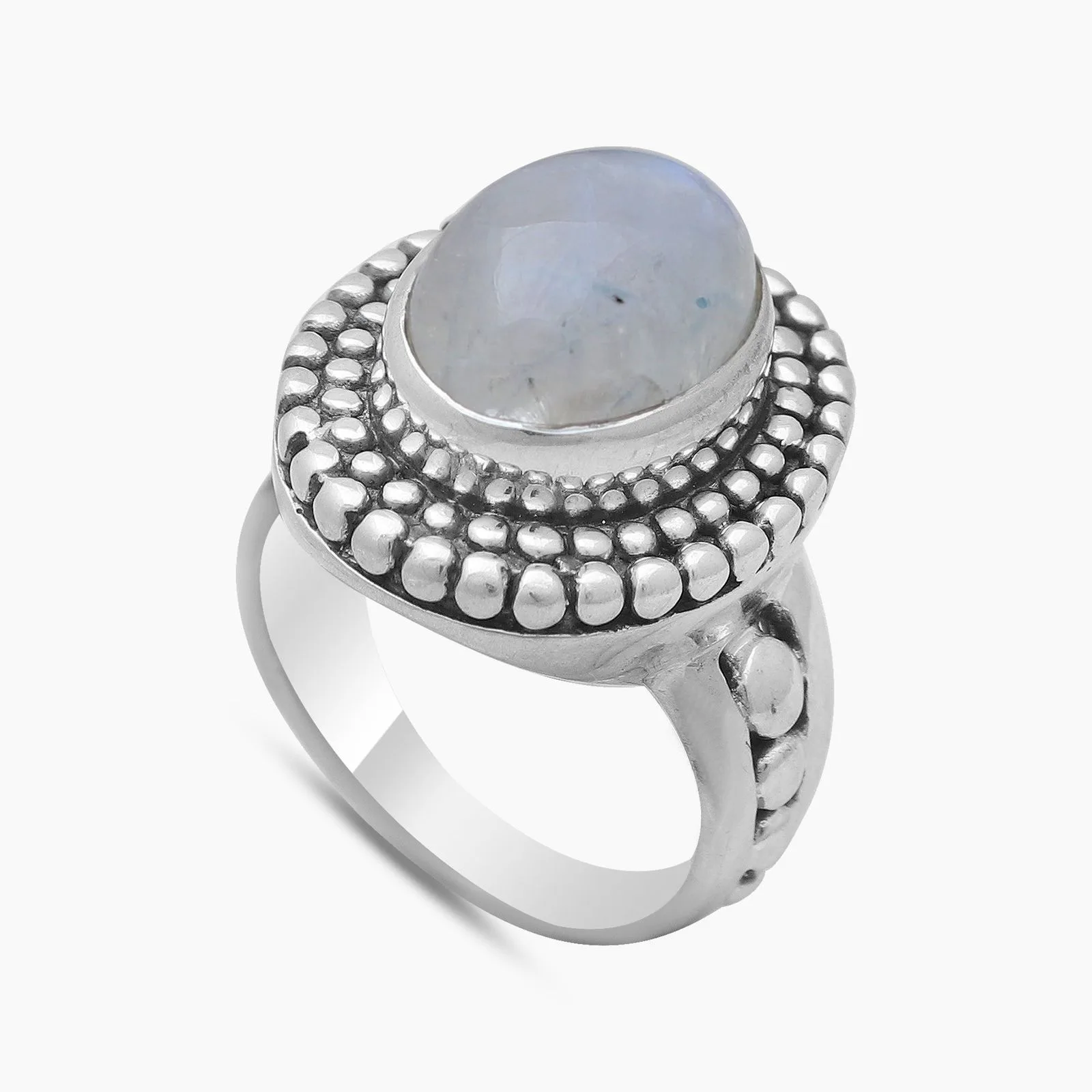 Rainbow Moonstone Silver Rings