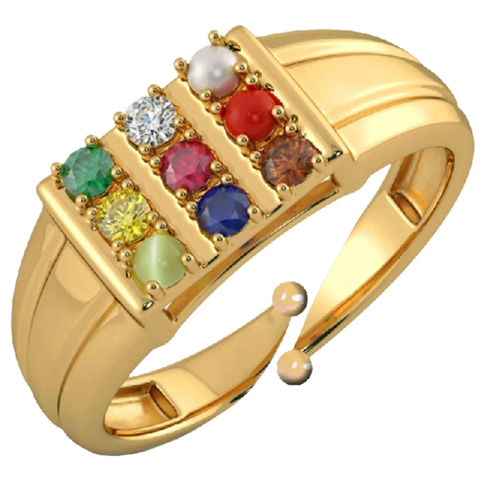 Adjustable Nine Gemstone Ring for Men & Women
