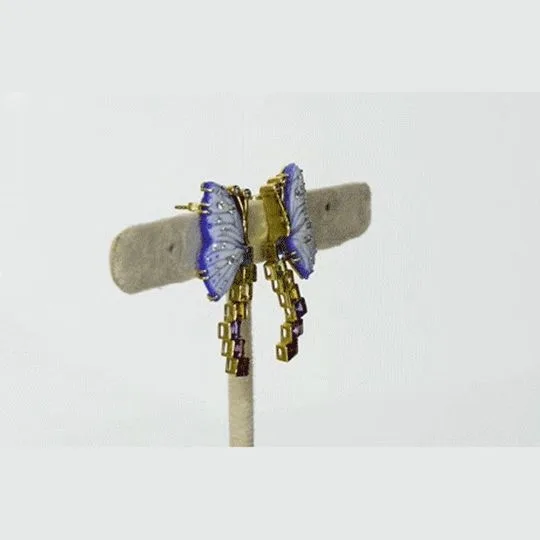 Delicate butterfly motifs meet colorful semi-precious stones and diamonds, creating a playful yet elegant designer earring perfect for modern jewelry lovers.(PGDE0232)