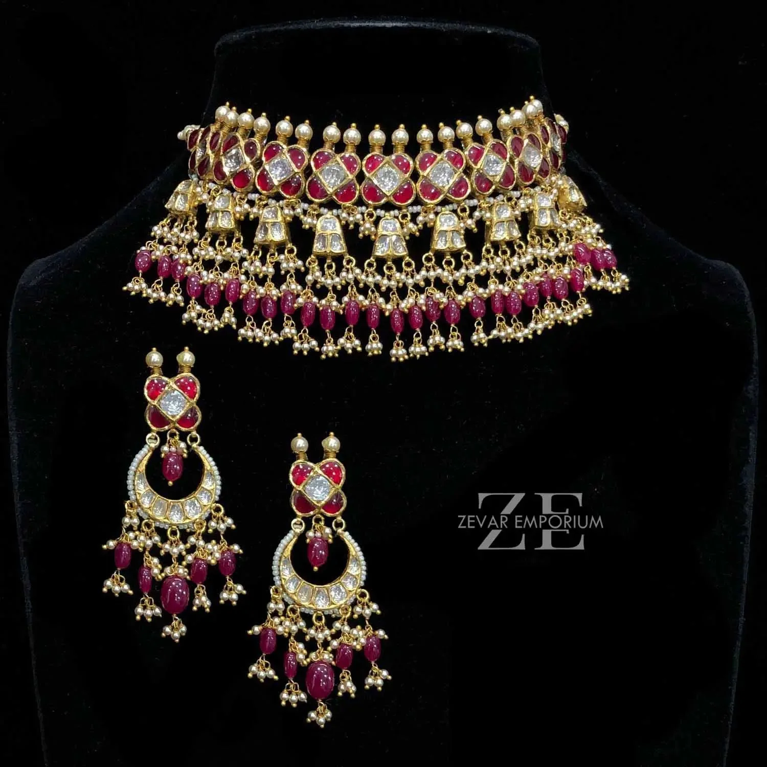 Ruby Polki Choker set With Chandbalis | Gorgeous 18K Masterpiece