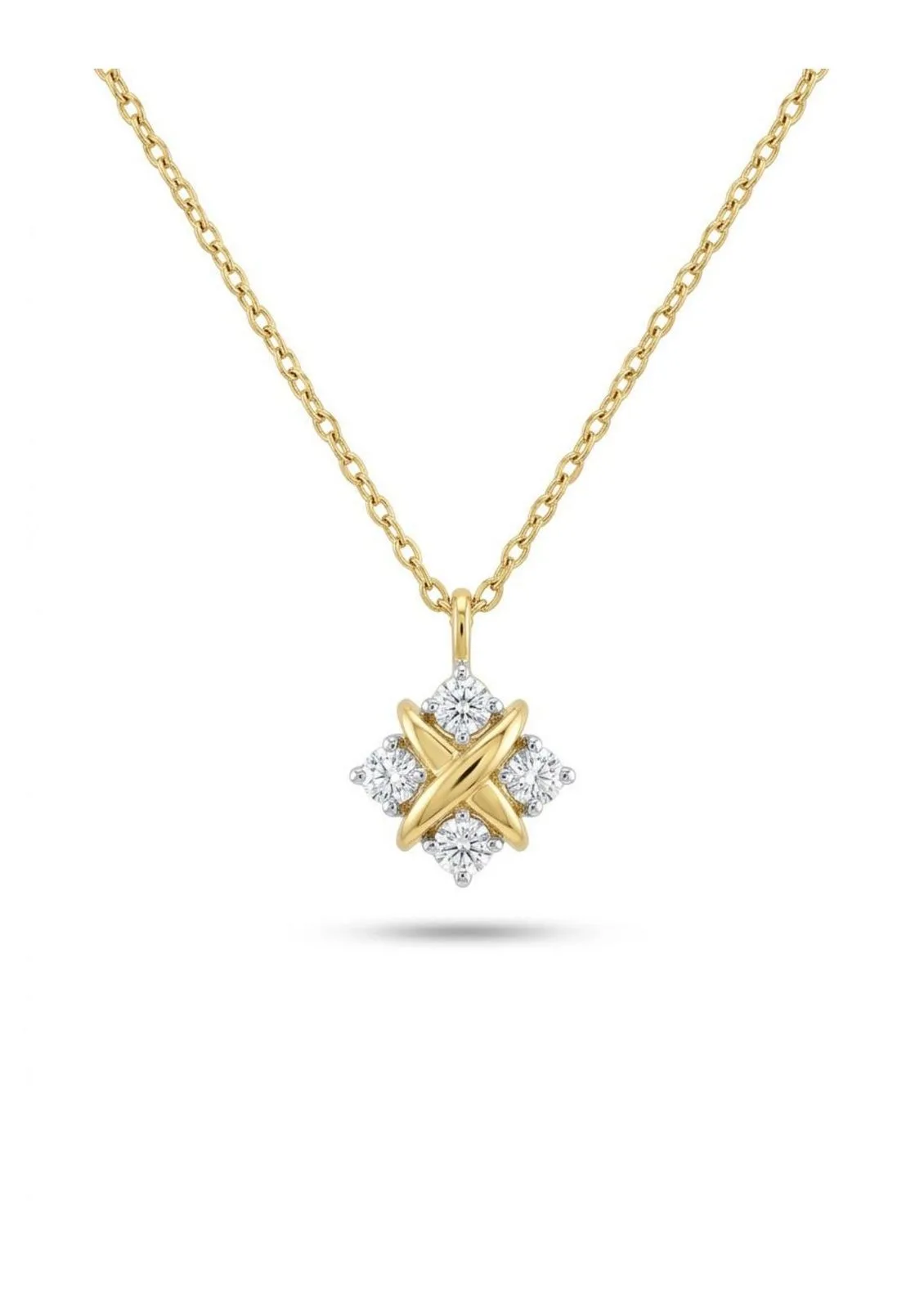14K Gold Vermeil Cross Motif Lab-Grown Diamond Pendant Necklace