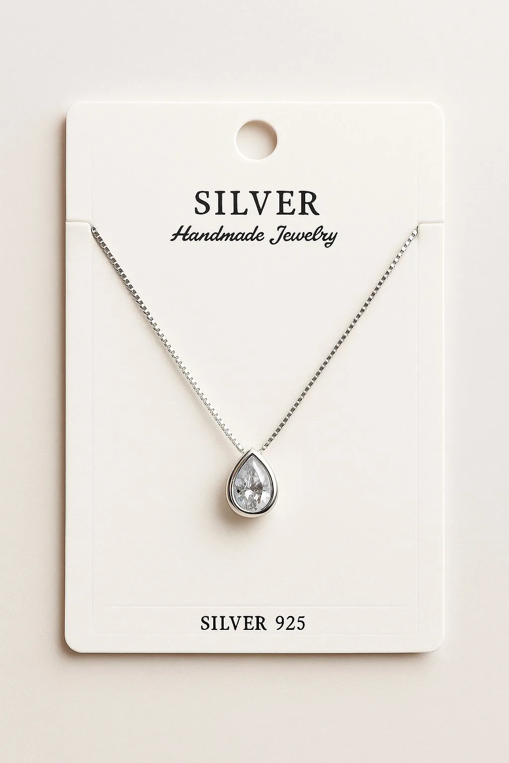 Crystal Teardrop Neckpiece Pendant | 925 Sterling Silver