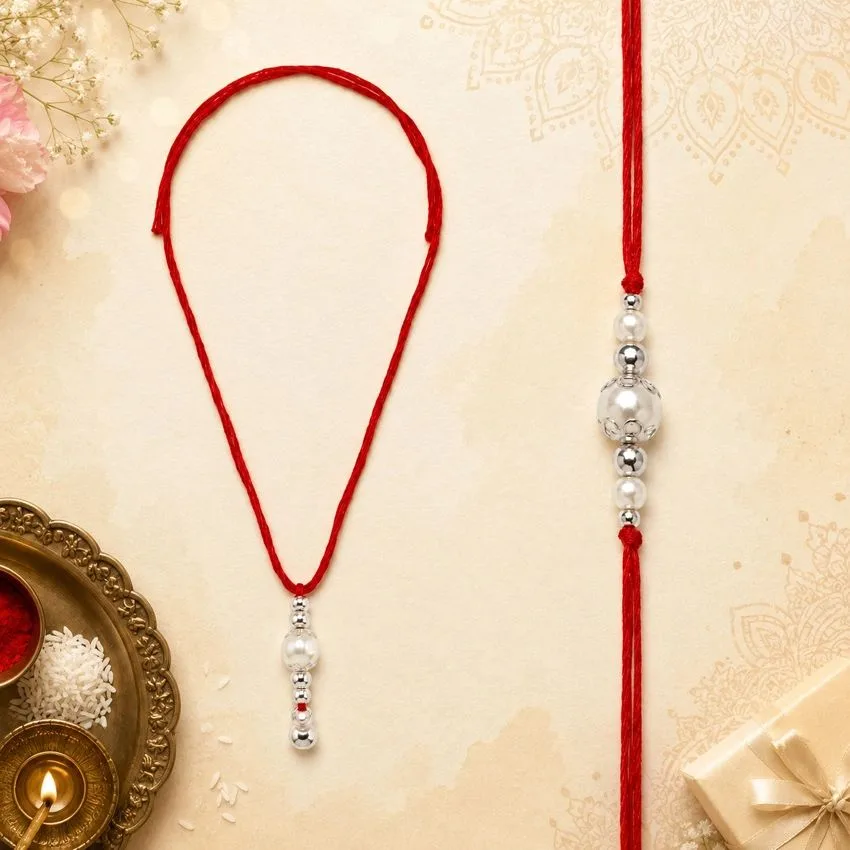 Pearl Ghooghri Lumba Bhaiya Bhabhi Rakhi Set