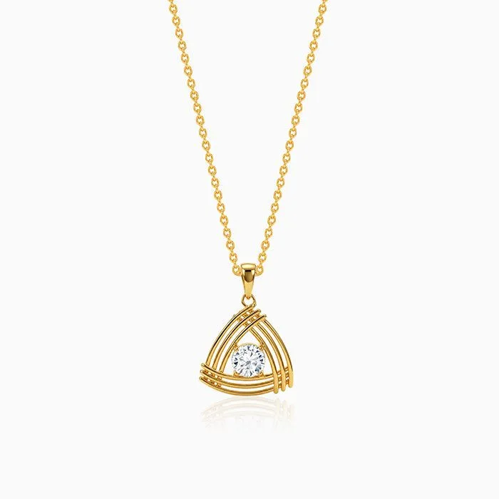 Golden Tripod Pendant With Link Chain