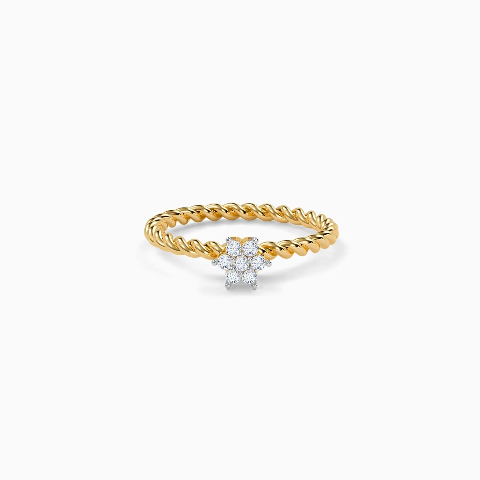 Gold Twist in Bloom Lab Grown Diamond Ring (Size 12)