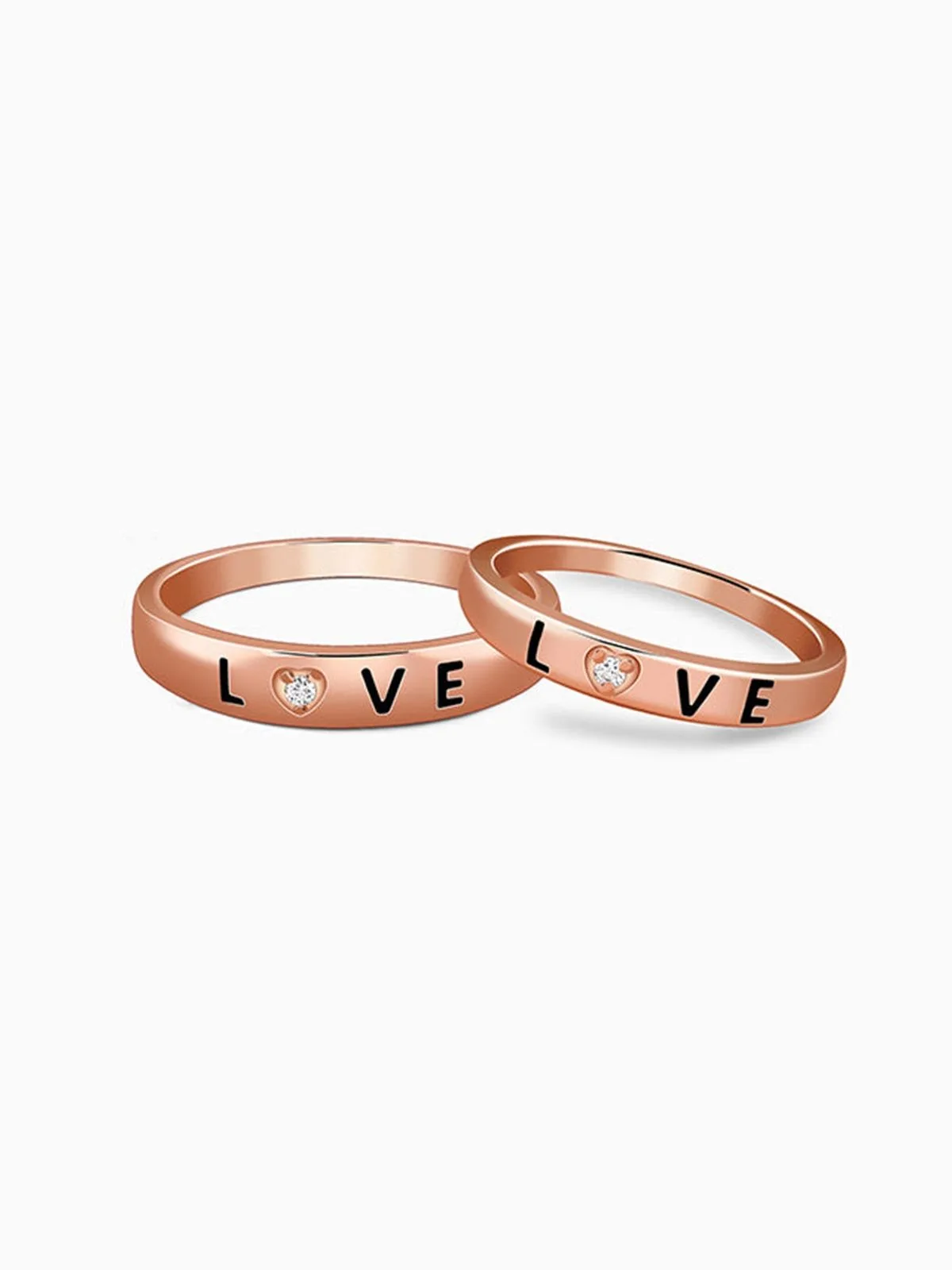 Rose Gold Love Letter Couple Rings