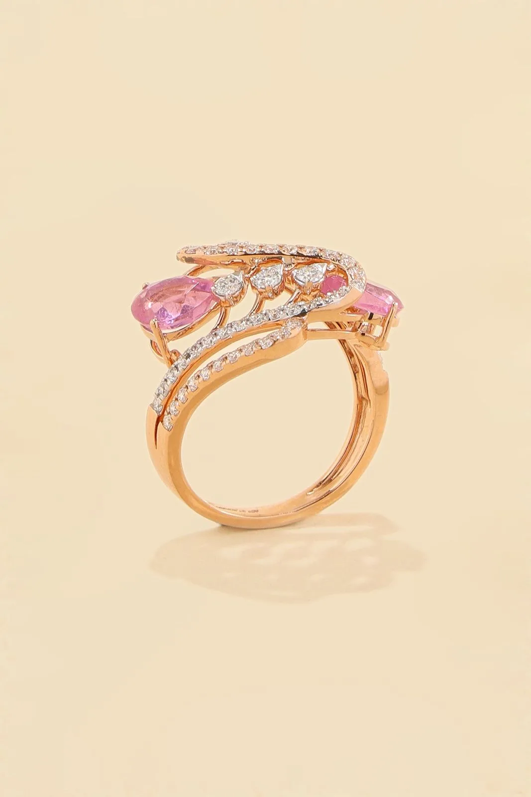Pink Sapphire Wing Ring