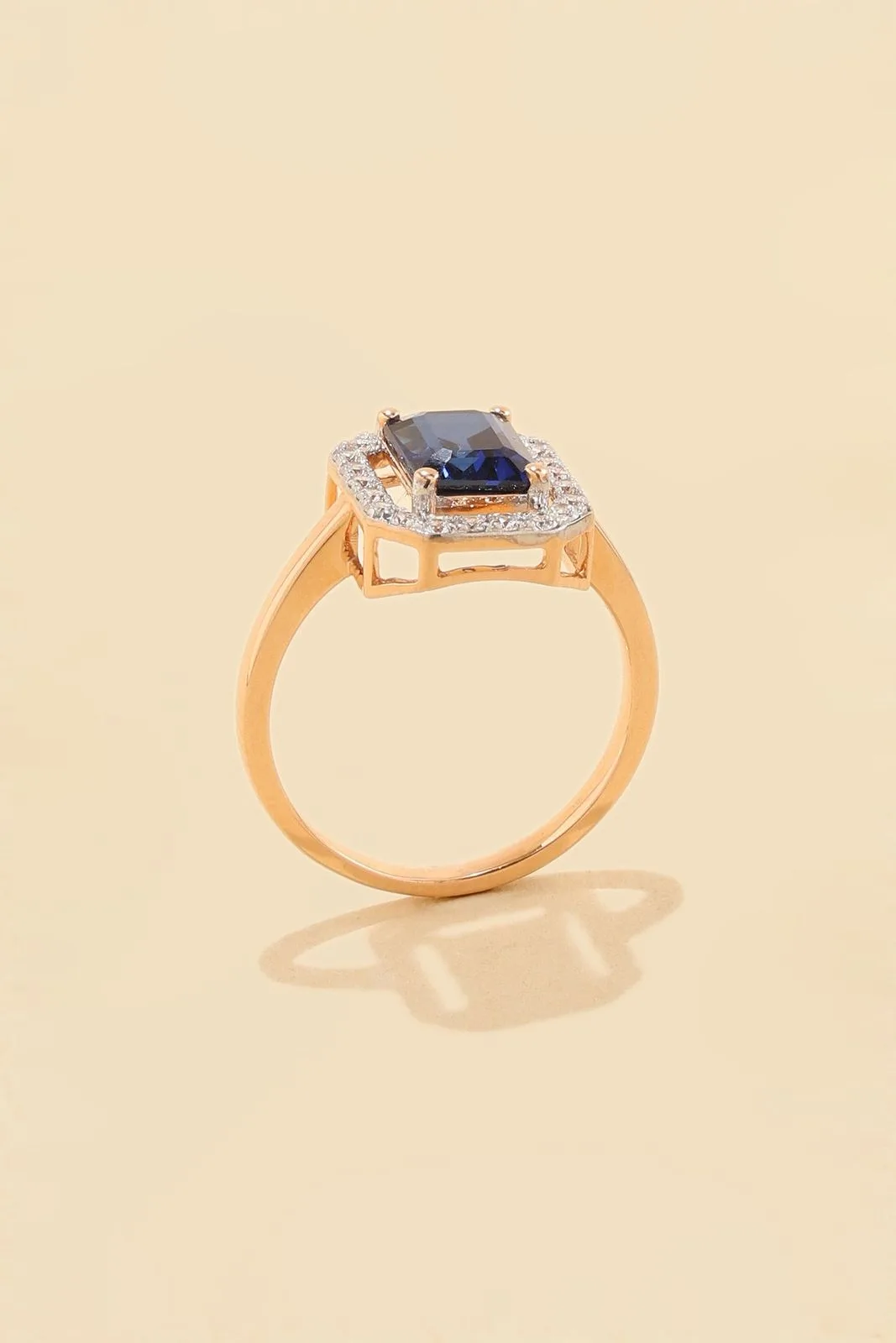 Sapphire Emerald-Cut Halo Ring