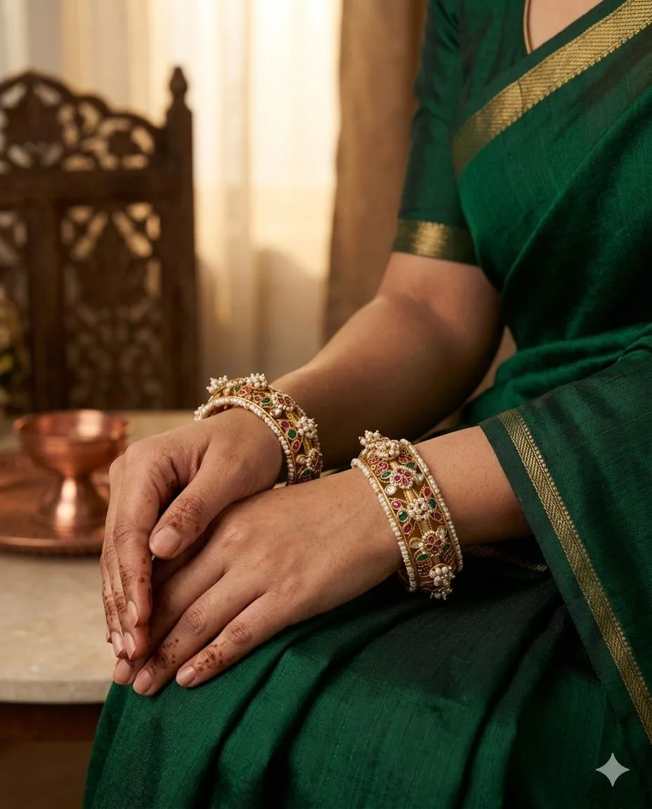 Floral Jadau Heritage Kada