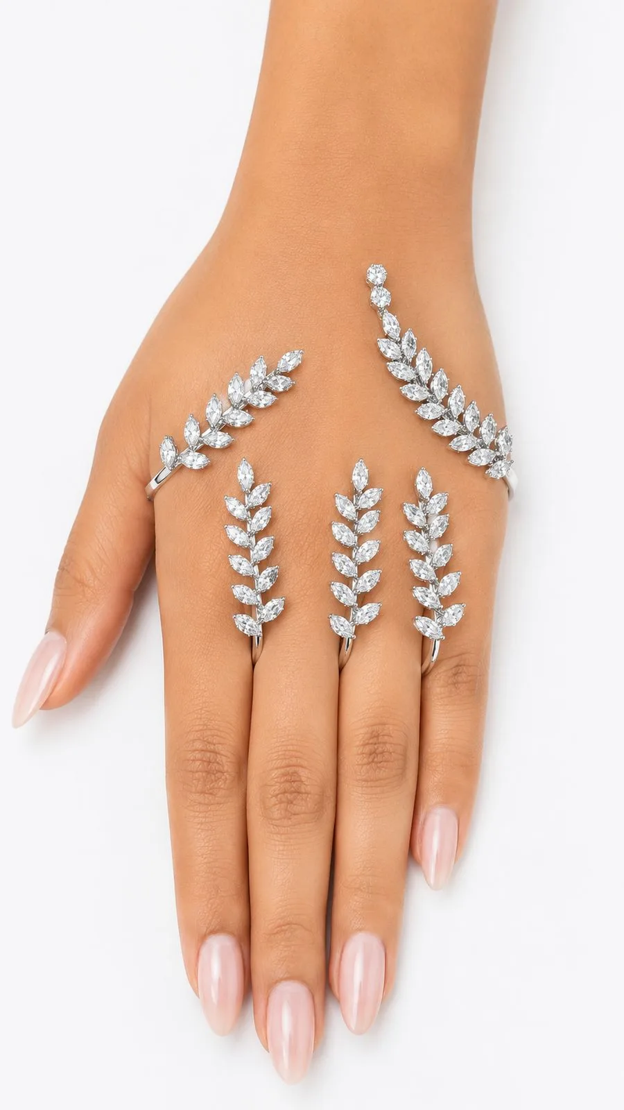 Aurelia Crystal Vine Knuckle Ring Set