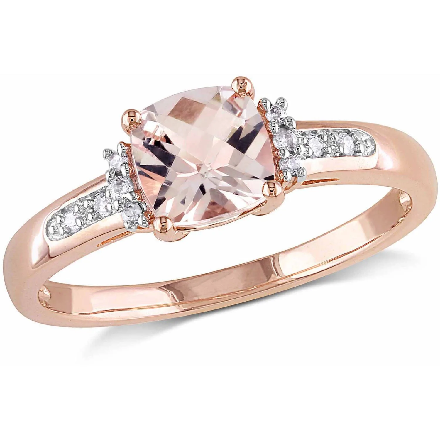 Rose Gold Morganite and Diamond Accent Ring