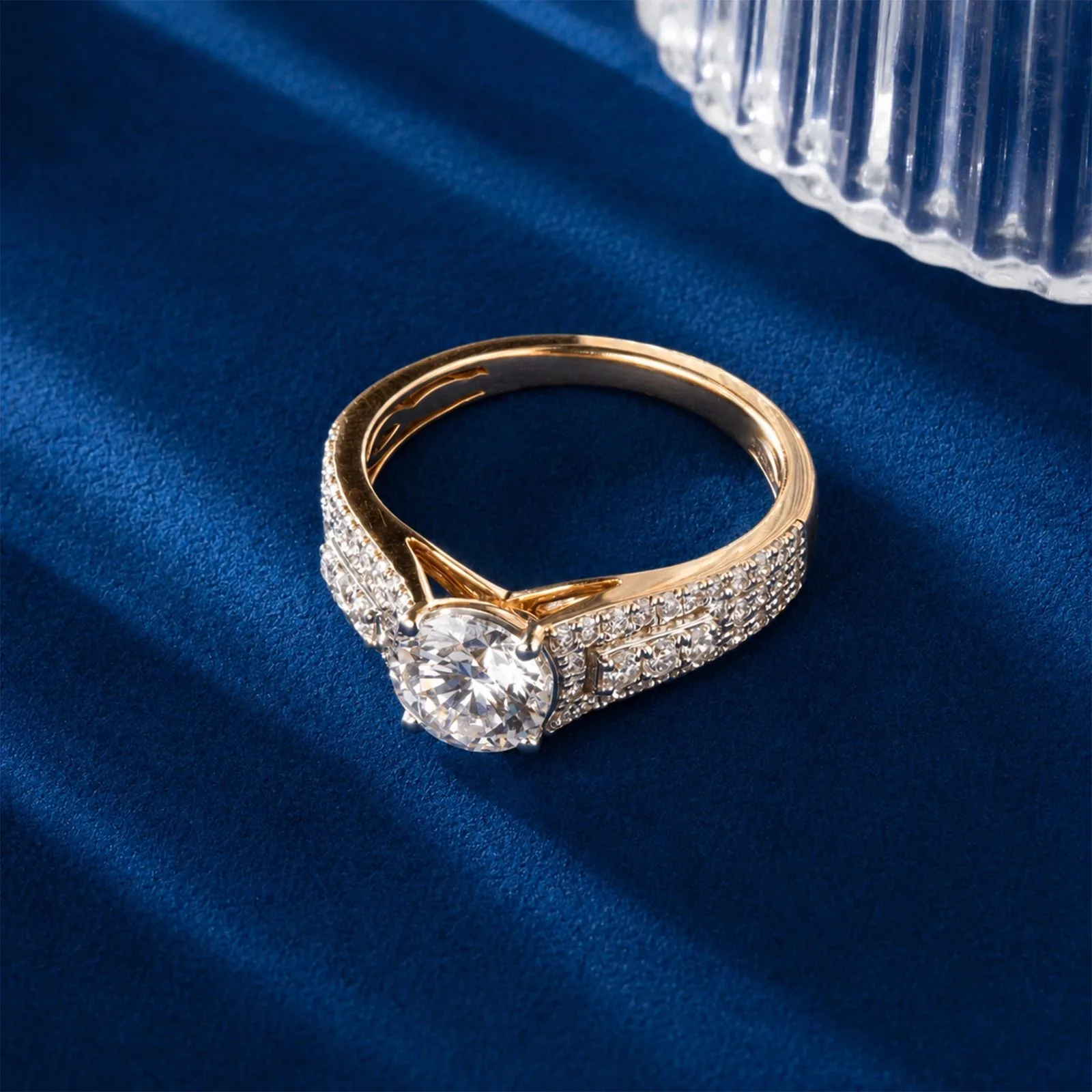 Pave Dome Statement Ring, Yellow Gold
