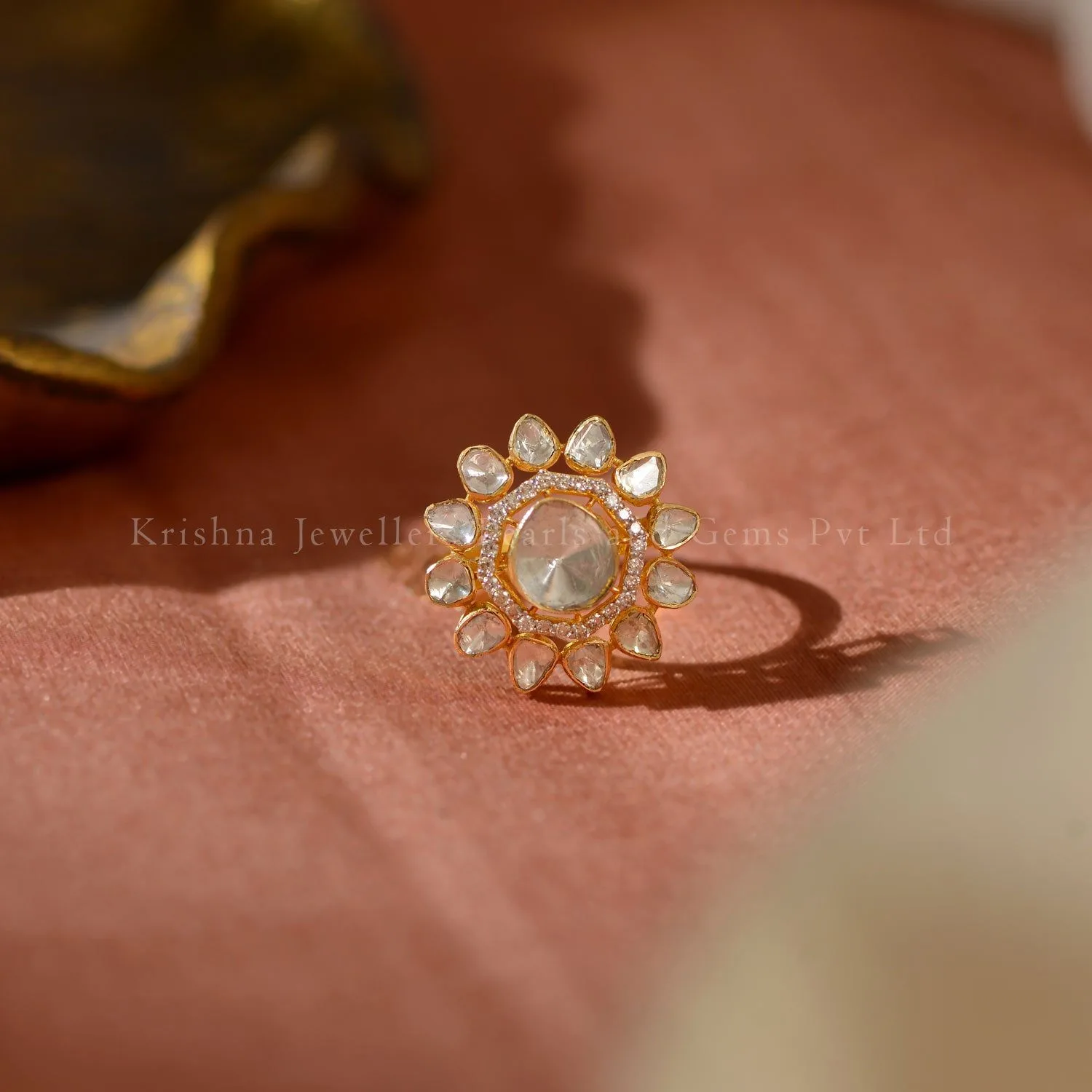 18K Gold Polki Ring | Timeless Heritage Statement Jewellery