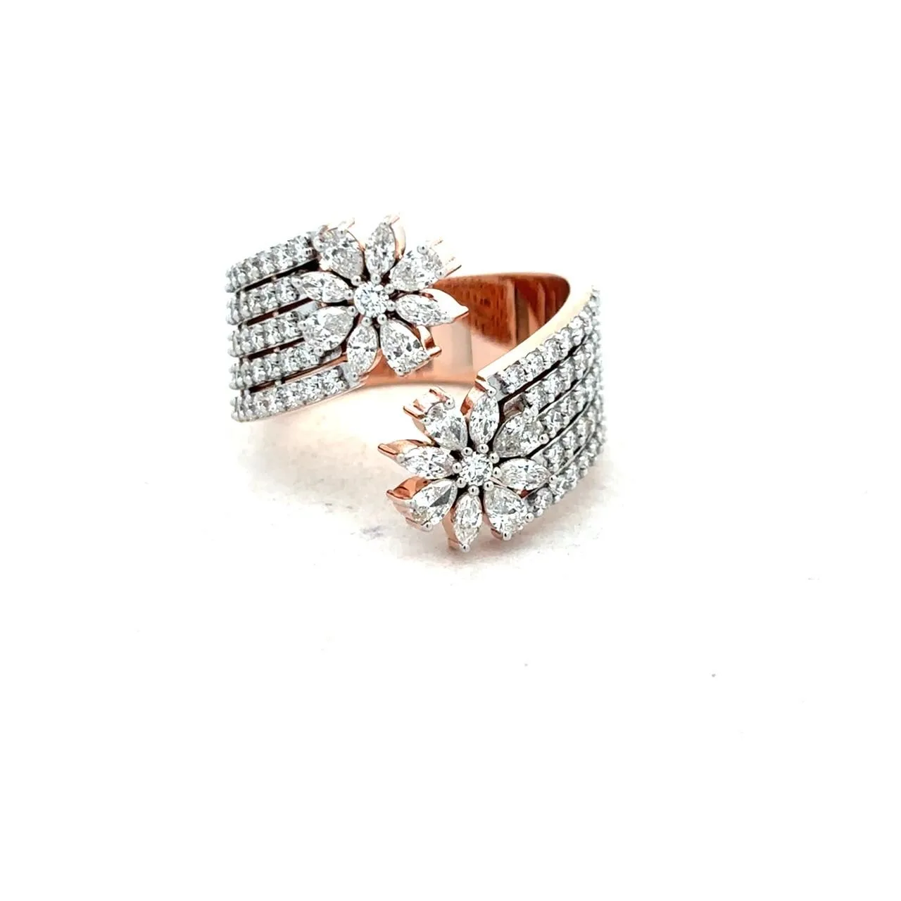 Floral Diamond Open Wrap Statement Ring