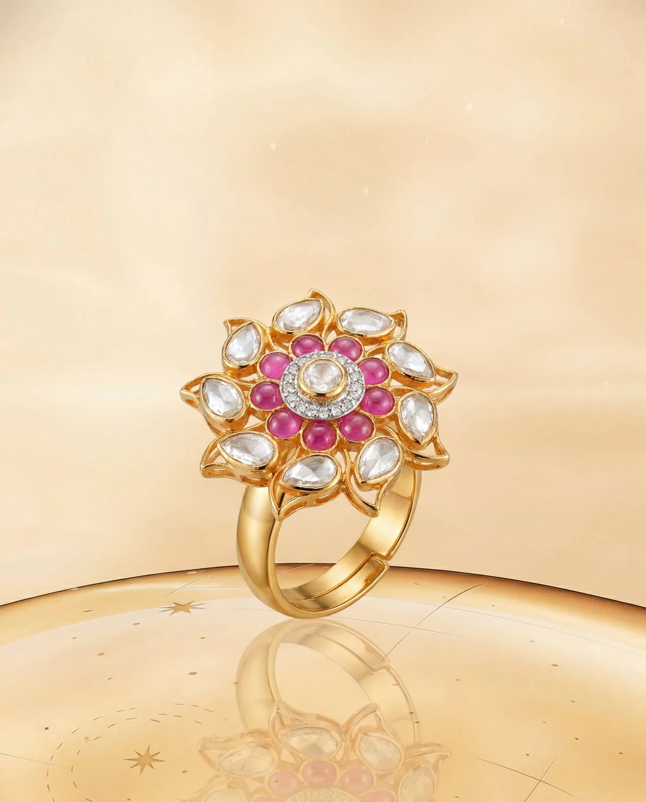 Vanshika Polki And Diamond Ring