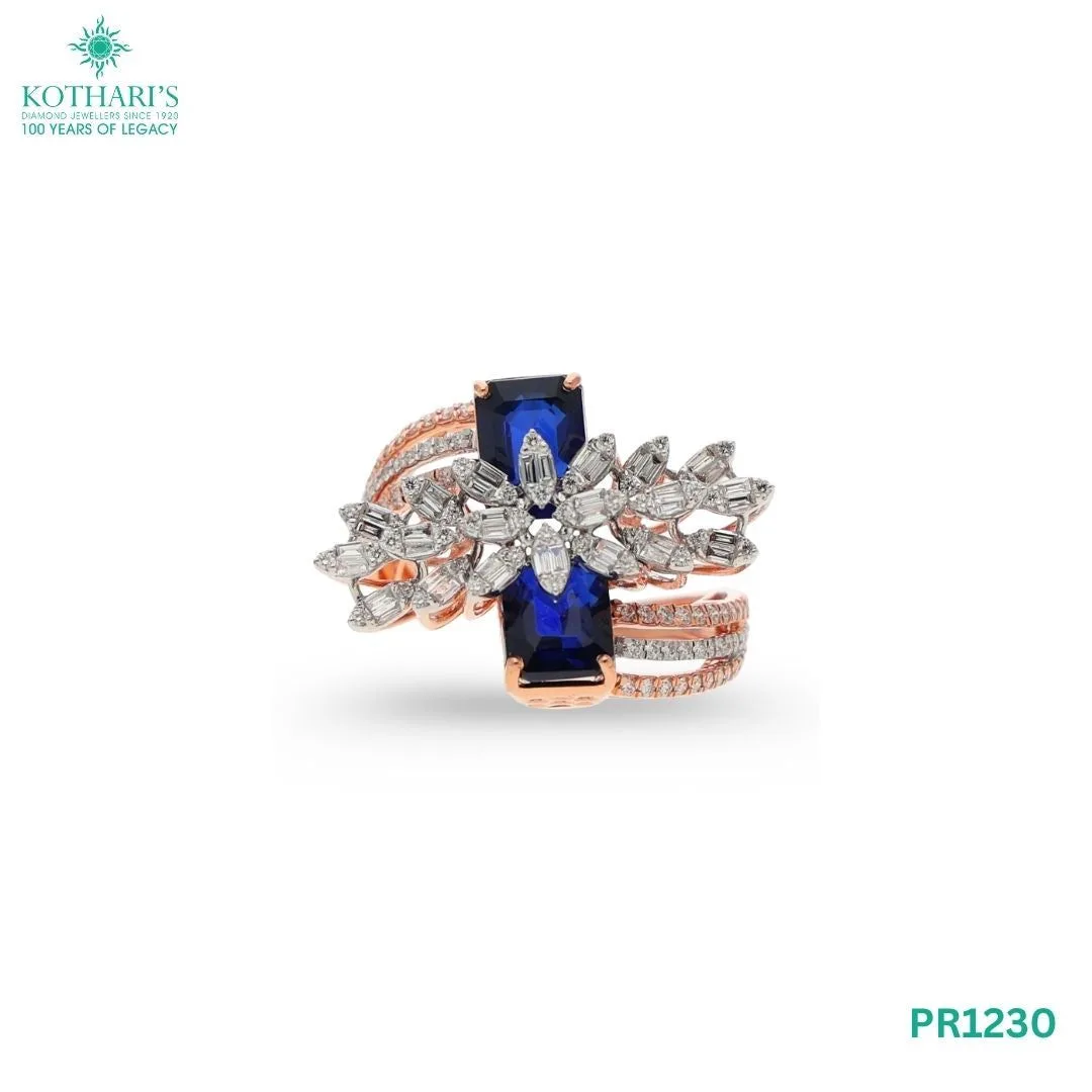 Sapphire Diamond Ring in 18KT Rose Gold