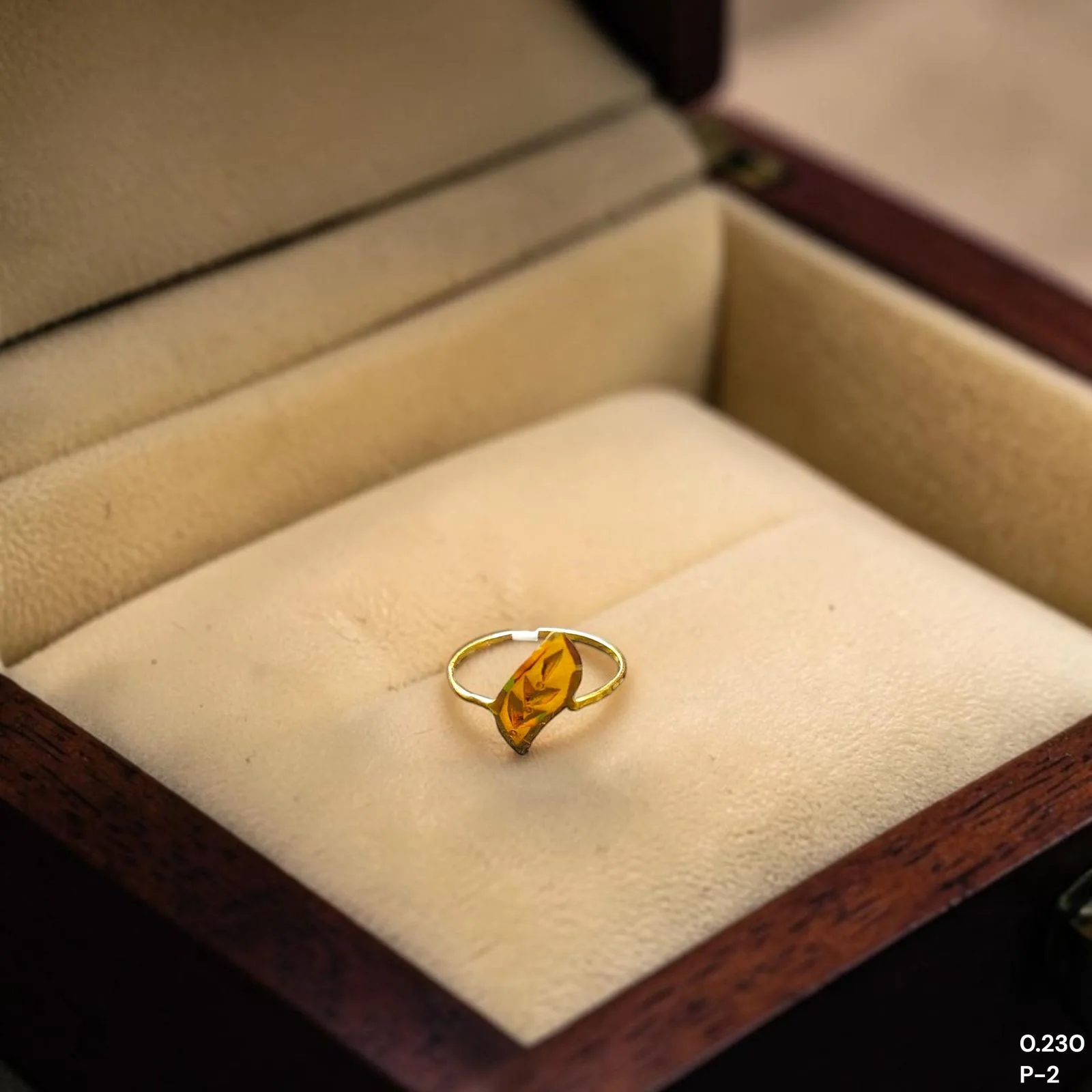 BABY JEWELLERY- TRJ WGT: 0.230 GM APPROX 22KT HUID HALLMARK GOLD BABY FINGER RING 1 PIECE FOR RICE CEREMONY & BIRTHDAY.