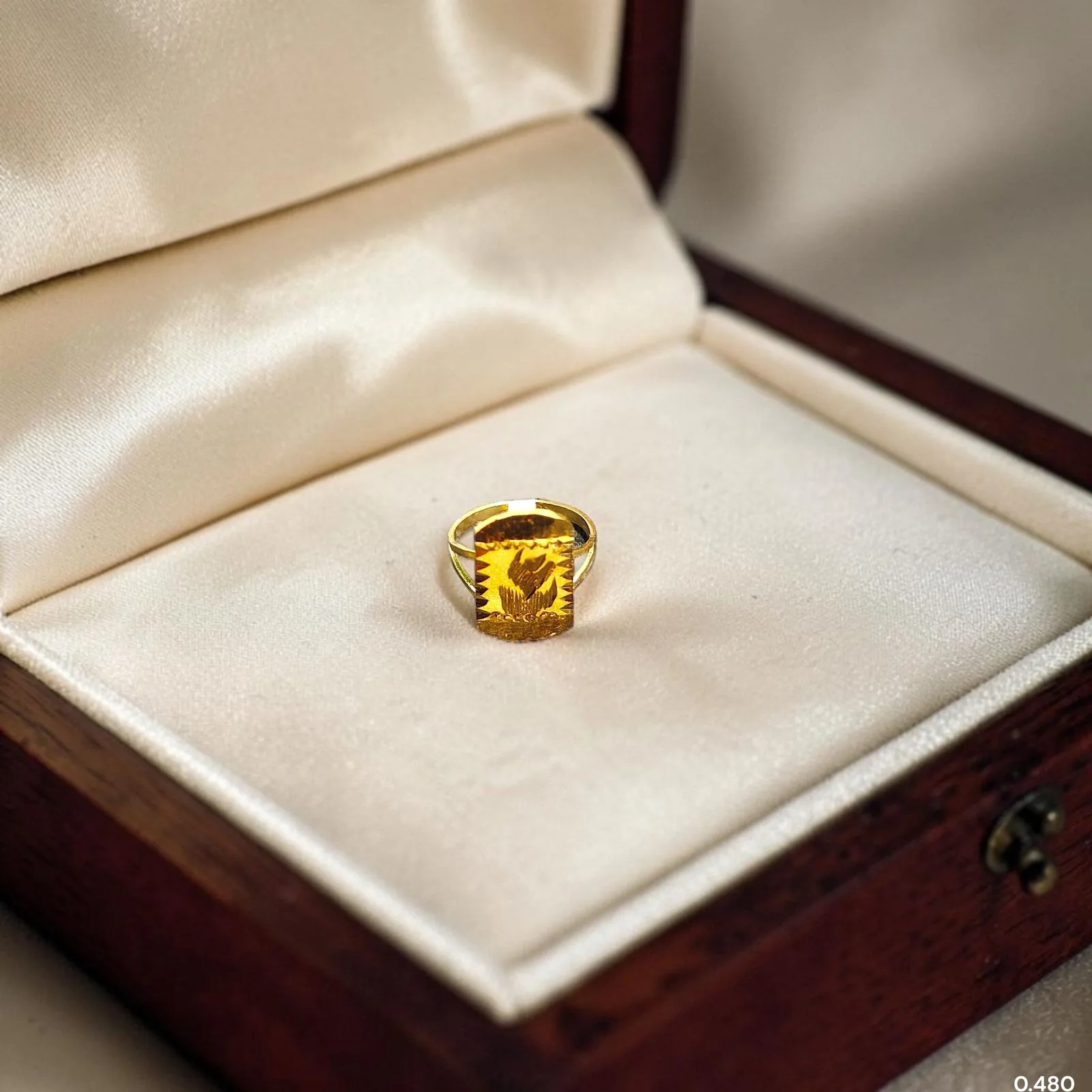 BABY JEWELLERY- TRJ WGT: 0.480 GM APPROX 22KT HUID HALLMARK GOLD BABY FINGER RING 1 PIECE FOR RICE CEREMONY & BIRTHDAY.