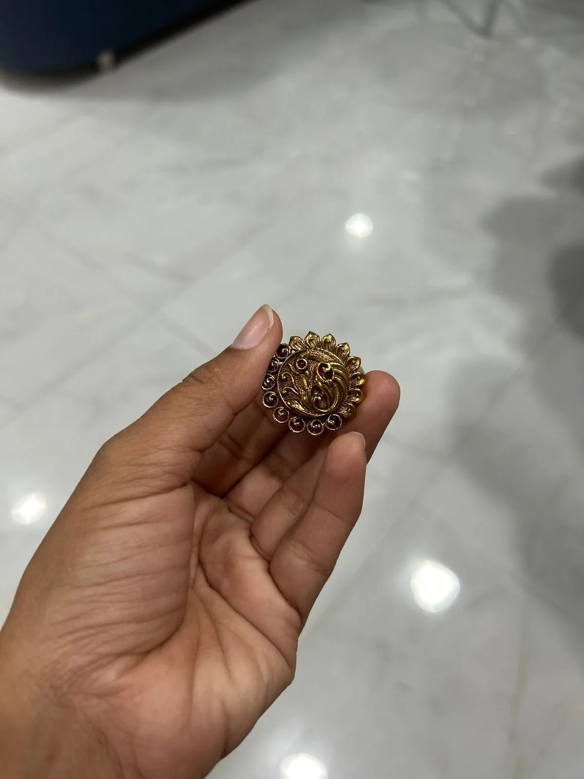 Surya–Chandrakor Antique Gold Statement Ring