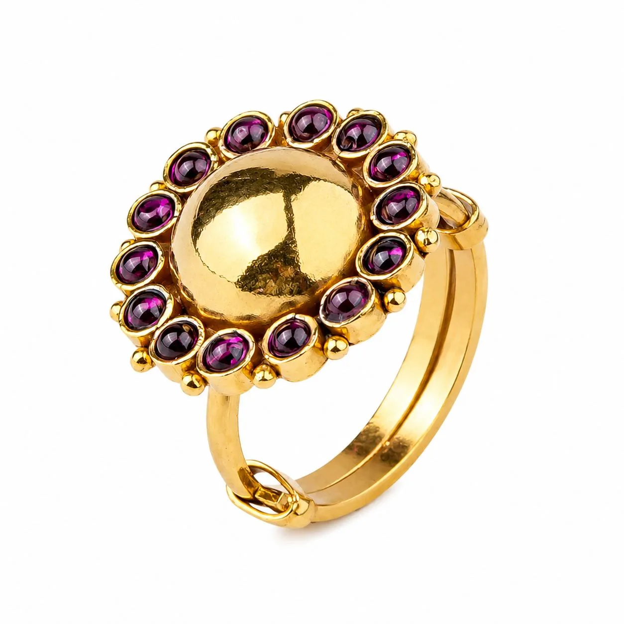 Silver Pink Flower Ring | 22K Gold-Plated