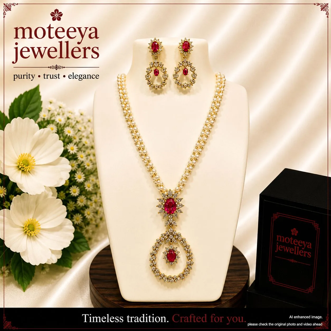 AD Ring Pendulum Locket Set with pearl strands L1104 1104