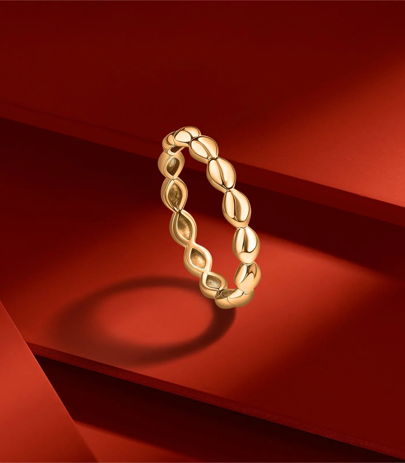 Beaded Eternity Gold Finger Ring
