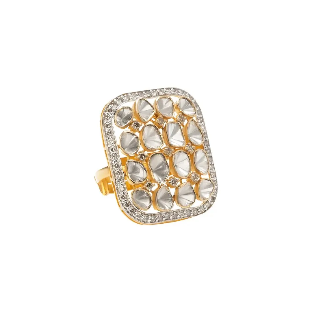 Elegant Cluster Polki Ring