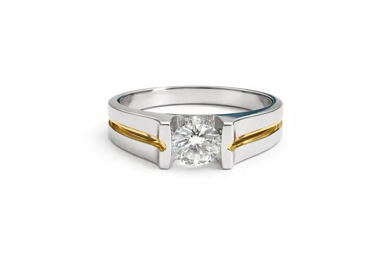1.09 Carat Lab-Grown Diamond Two-Tone Solitaire Ring