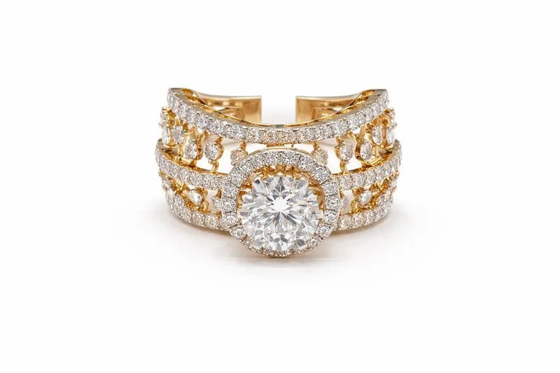 1 Carat Round Diamond Wide Cluster Ring