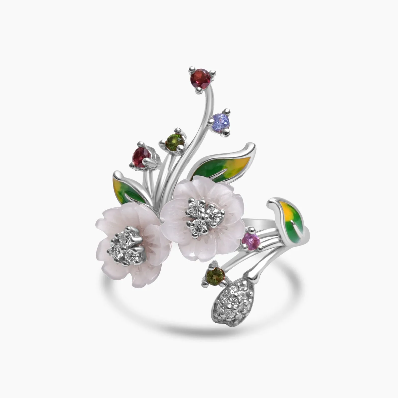 Silver Verdant Blossom Ring
