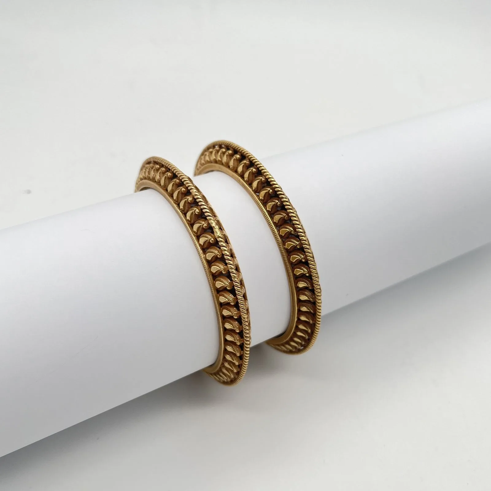 Classic Gold-Plated Silver Bangles (Pair) – 92.5 Sterling Silver | Jugni