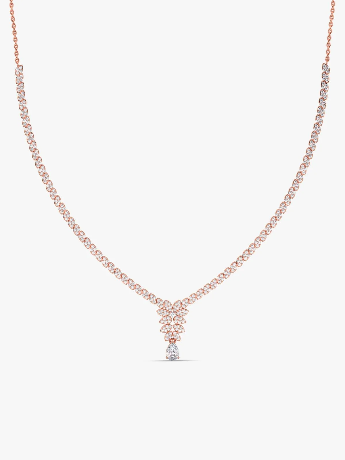 Rose Gold Bridal Floral Necklace