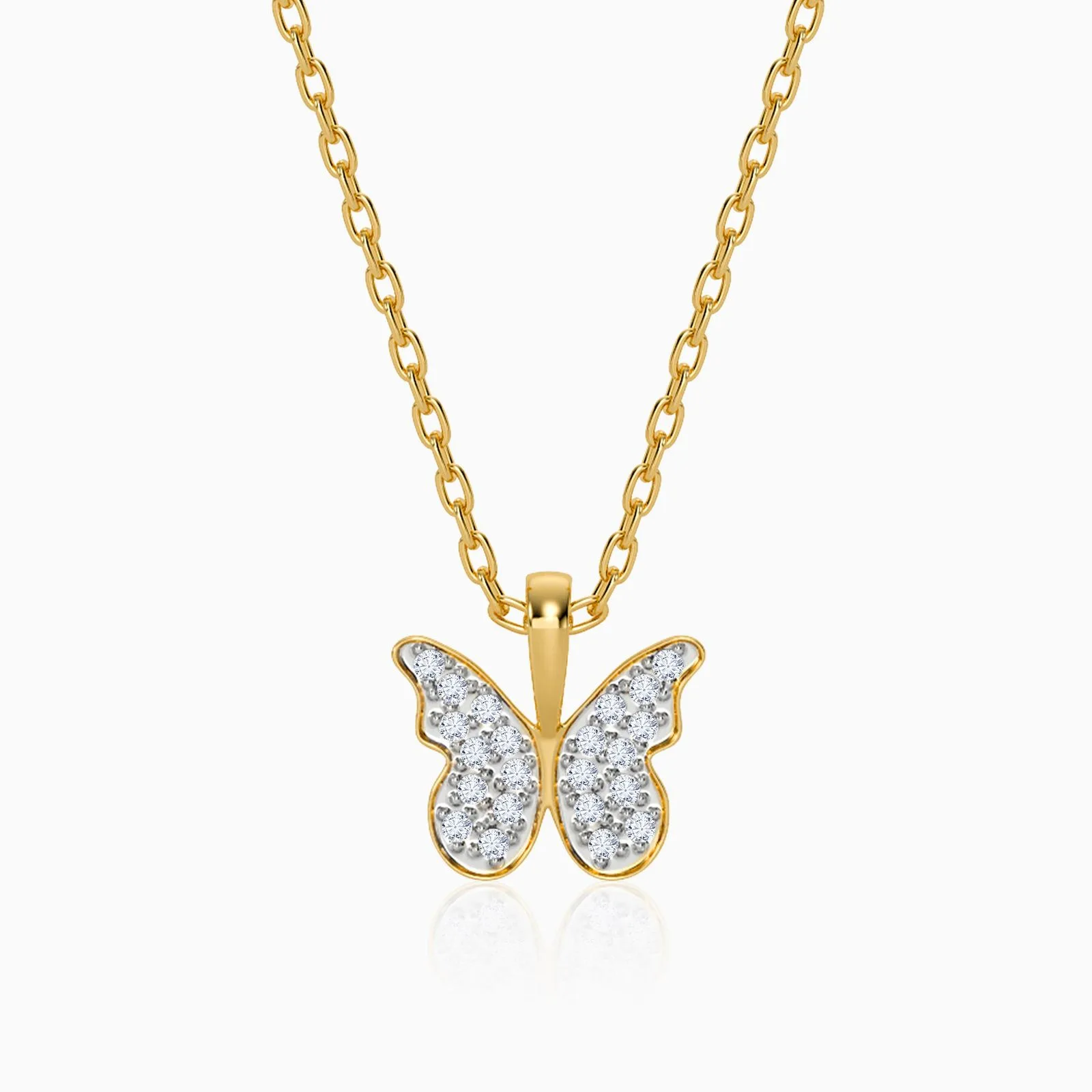 Gold Fluttering Smile Lab Grown Diamond Pendant