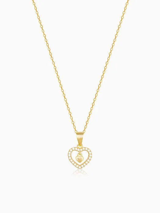 Golden Love Droplet Pendant With Link Chain
