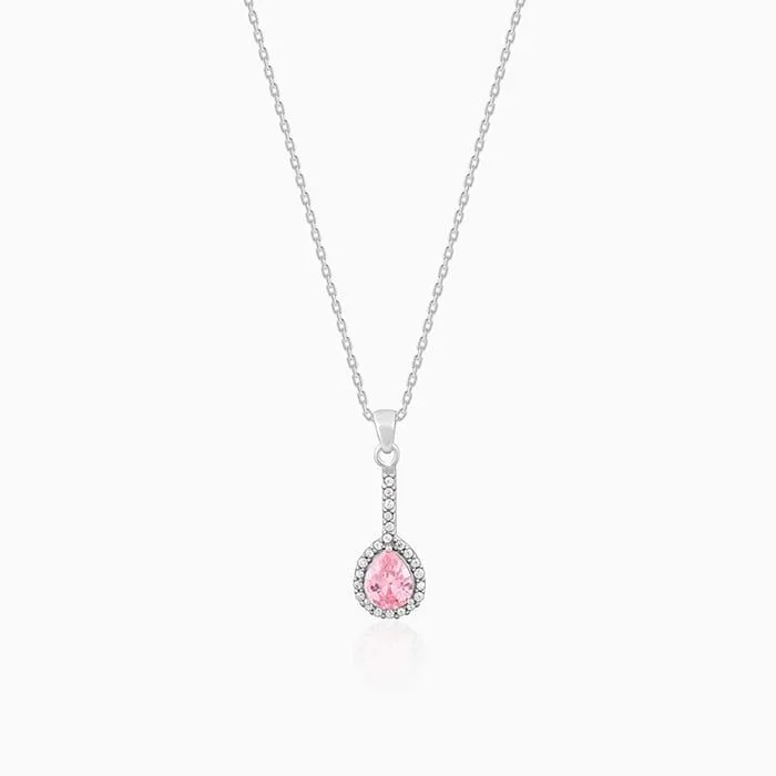 Silver Awe in Pink Pendant With Link Chain
