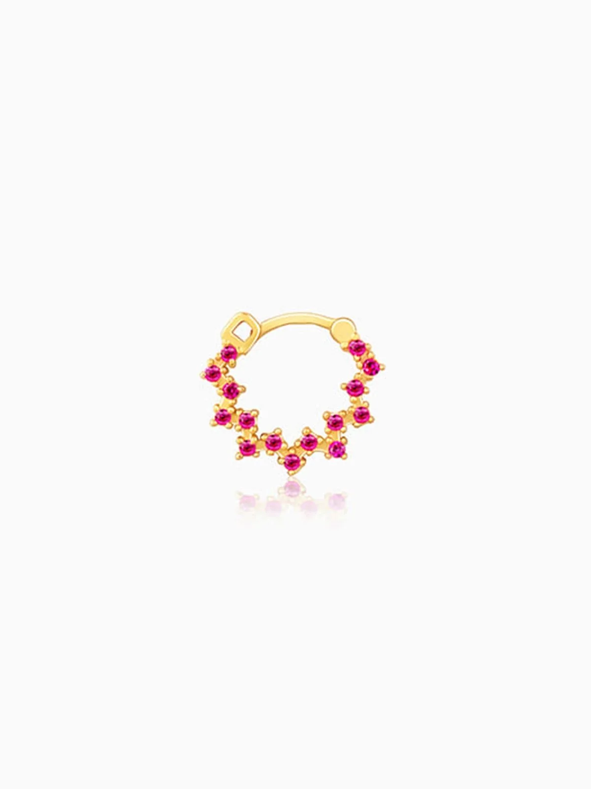 Golden Zig-Zag Red Nose Ring